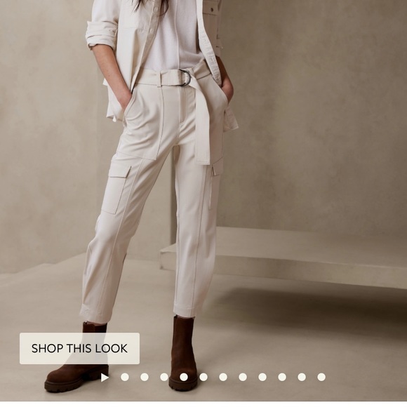 Banana Republic Slim Refined Stretch Cargo Pant in Transition Cream White - Picture 1 of 11
